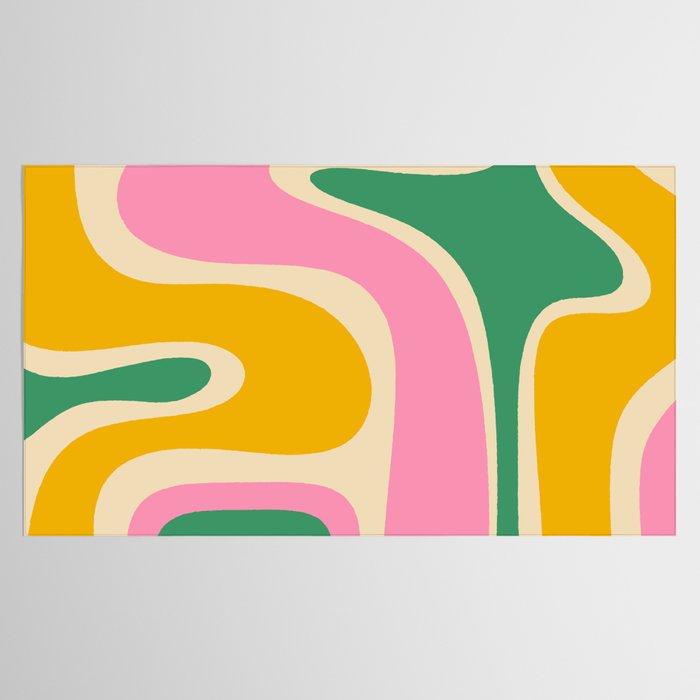 Retro Copacetic Abstract Yellow Pink Green Tablecloth Gallery Image 2