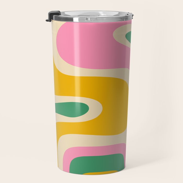 Retro Copacetic Abstract Yellow Pink Green Travel Mug Gallery Image 3