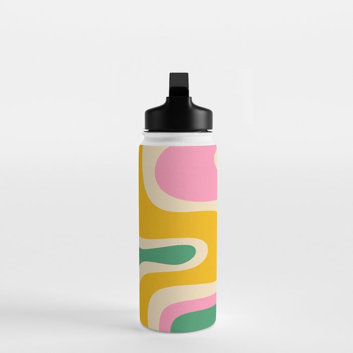 Retro Copacetic Abstract Yellow Pink Green Water Bottle Gallery Image 3