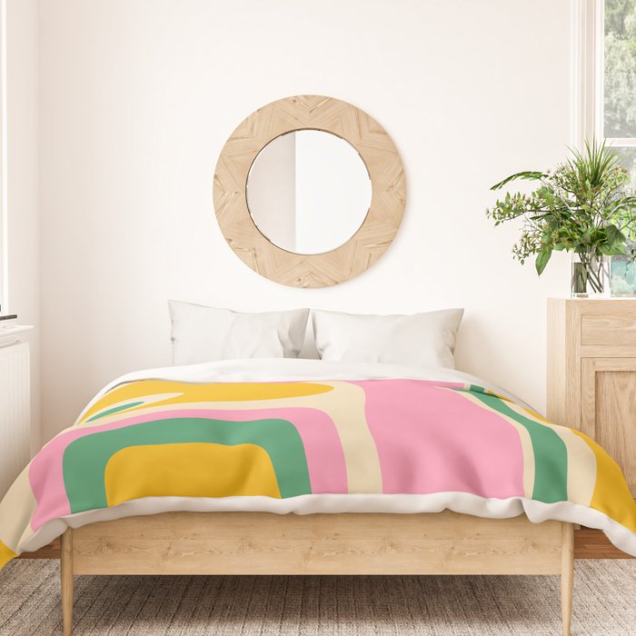 Retro Copacetic Abstract Yellow Pink Green Duvet Cover Gallery Image 3