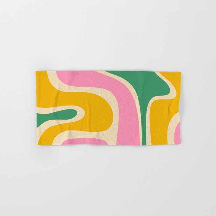 Retro Copacetic Abstract Yellow Pink Green Bath Towel Gallery Image 1