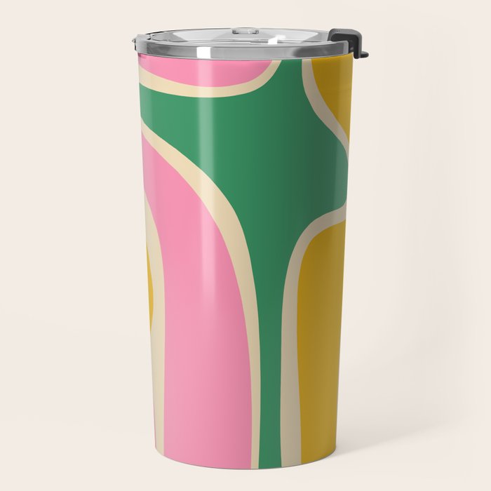 Retro Copacetic Abstract Yellow Pink Green Travel Mug Gallery Image 2