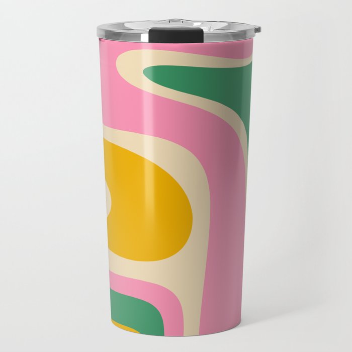 Retro Copacetic Abstract Yellow Pink Green Travel Mug Gallery Image 1