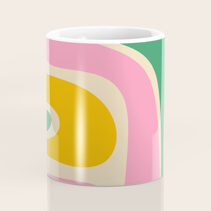 Retro Copacetic Abstract Yellow Pink Green Coffee Mug Gallery Image 4