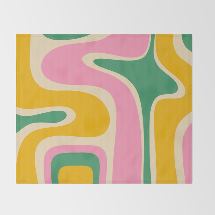 Retro Copacetic Abstract Yellow Pink Green Throw Blanket Gallery Image 2