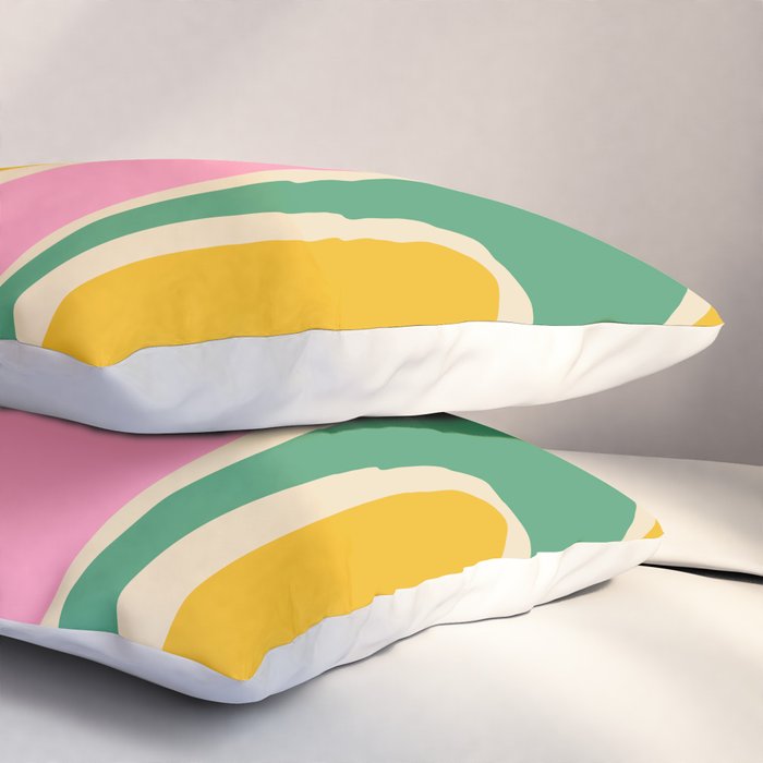 Retro Copacetic Abstract Yellow Pink Green Pillow Sham Gallery Image 3