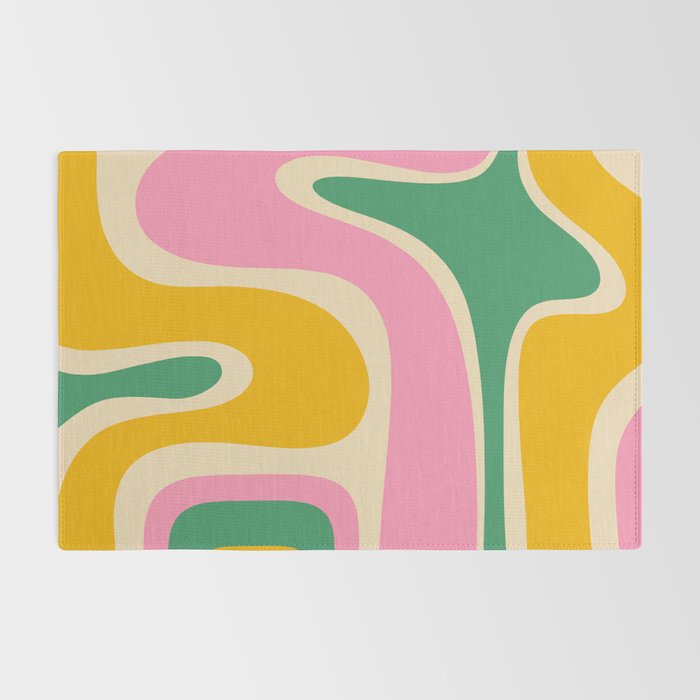 Retro Copacetic Abstract Yellow Pink Green Rug Gallery Image 2