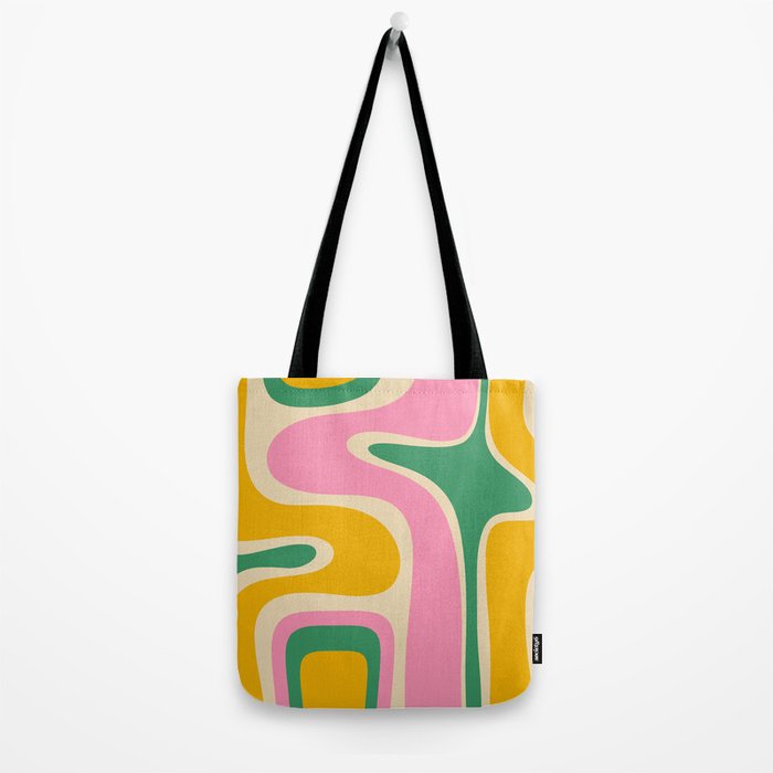 Retro Copacetic Abstract Yellow Pink Green Tote Bag Gallery Image 2