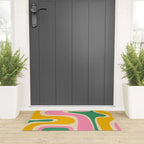 Retro Copacetic Abstract Yellow Pink Green Welcome Mat Gallery Image 3