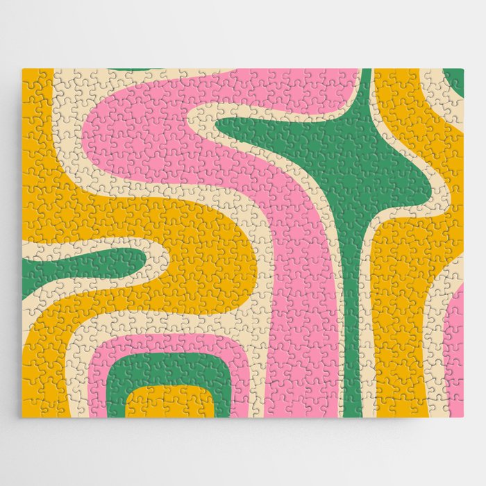Retro Copacetic Abstract Yellow Pink Green Jigsaw Puzzle Gallery Image 1