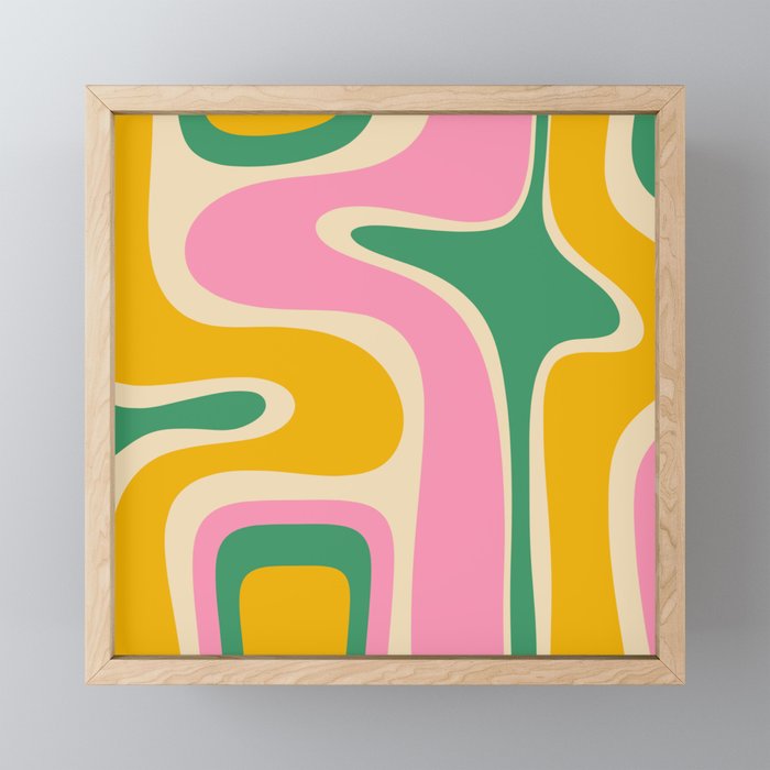 Retro Copacetic Abstract Yellow Pink Green Mini Art Print Gallery Image 1