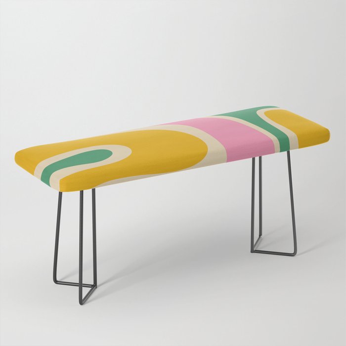 Retro Copacetic Abstract Yellow Pink Green Bench Gallery Image 1