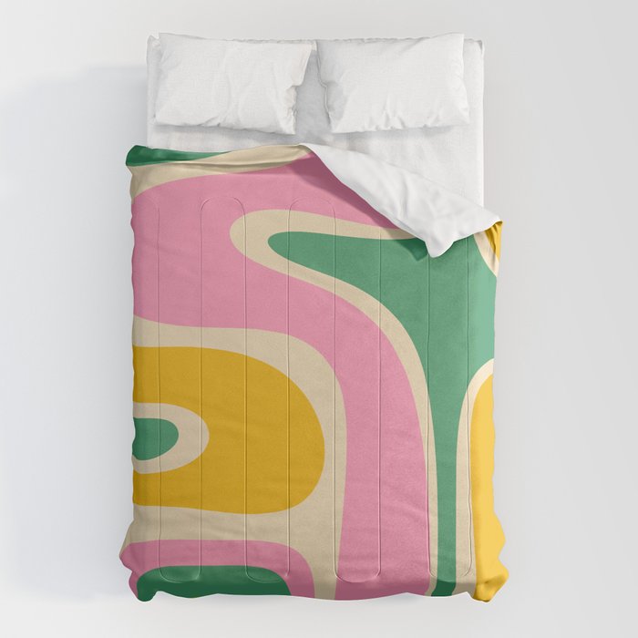 Retro Copacetic Abstract Yellow Pink Green Comforter Gallery Image 6