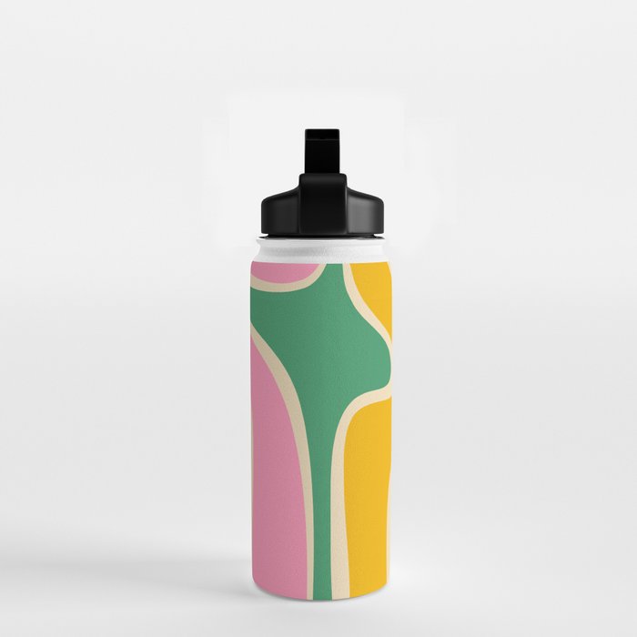 Retro Copacetic Abstract Yellow Pink Green Water Bottle Gallery Image 2