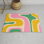 Retro Copacetic Abstract Yellow Pink Green Rug Gallery Image 1