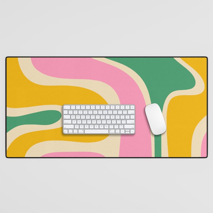 Retro Copacetic Abstract Yellow Pink Green Desk Mat Gallery Image 1