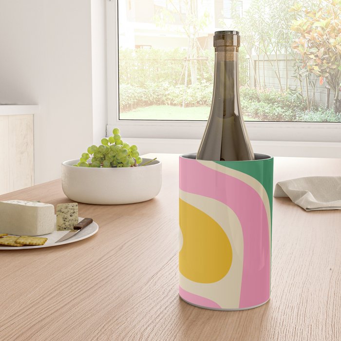 Retro Copacetic Abstract Yellow Pink Green Wine Chiller Gallery Image 4