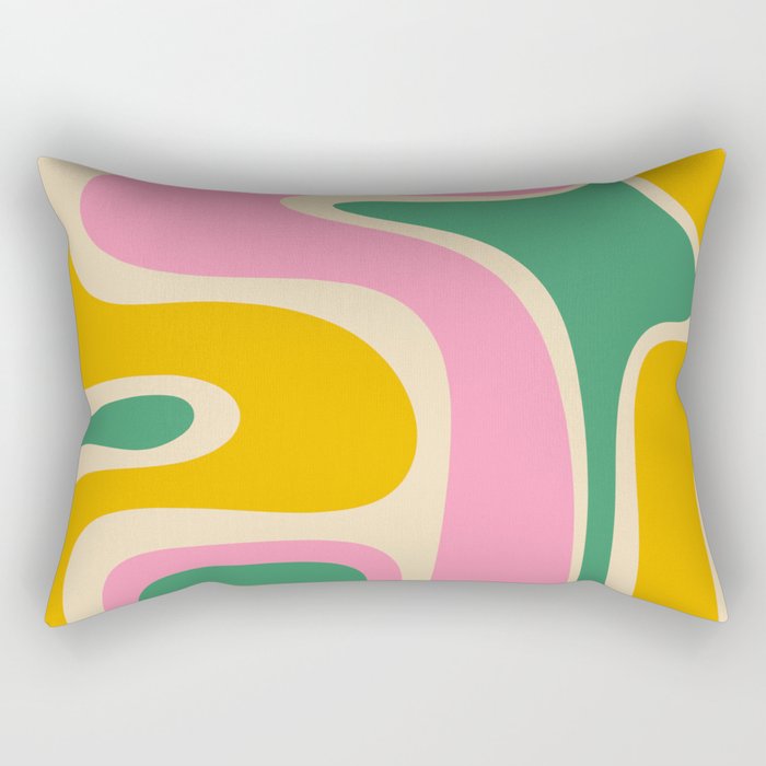 Retro Copacetic Abstract Yellow Pink Green Rectangular Pillow Gallery Image 2