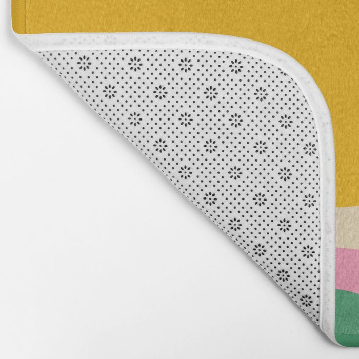 Retro Copacetic Abstract Yellow Pink Green Bath Mat Gallery Image 2