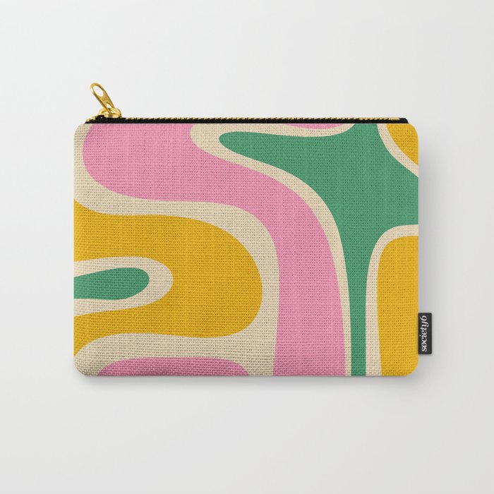 Retro Copacetic Abstract Yellow Pink Green Carry All Pouch Gallery Image 1