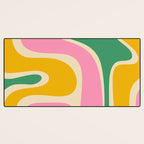 Retro Copacetic Abstract Yellow Pink Green Desk Mat Gallery Image 3