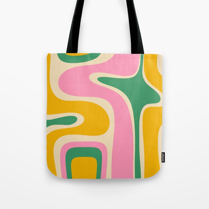 Retro Copacetic Abstract Yellow Pink Green Tote Bag Gallery Image 1