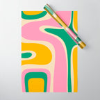 Retro Copacetic Abstract Yellow Pink Green Wrapping Paper Gallery Image 1