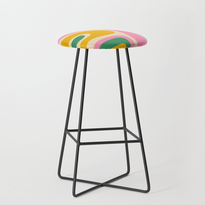 Retro Copacetic Abstract Yellow Pink Green Stool Gallery Image 1
