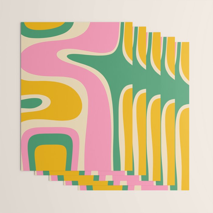 Retro Copacetic Abstract Yellow Pink Green Wrapping Paper Gallery Image 3