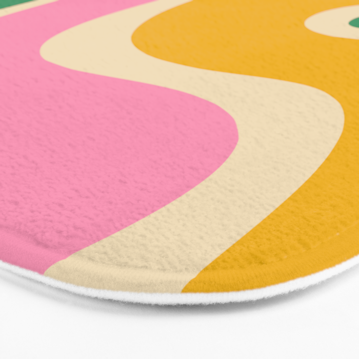 Retro Copacetic Abstract Yellow Pink Green Bath Mat Gallery Image 3