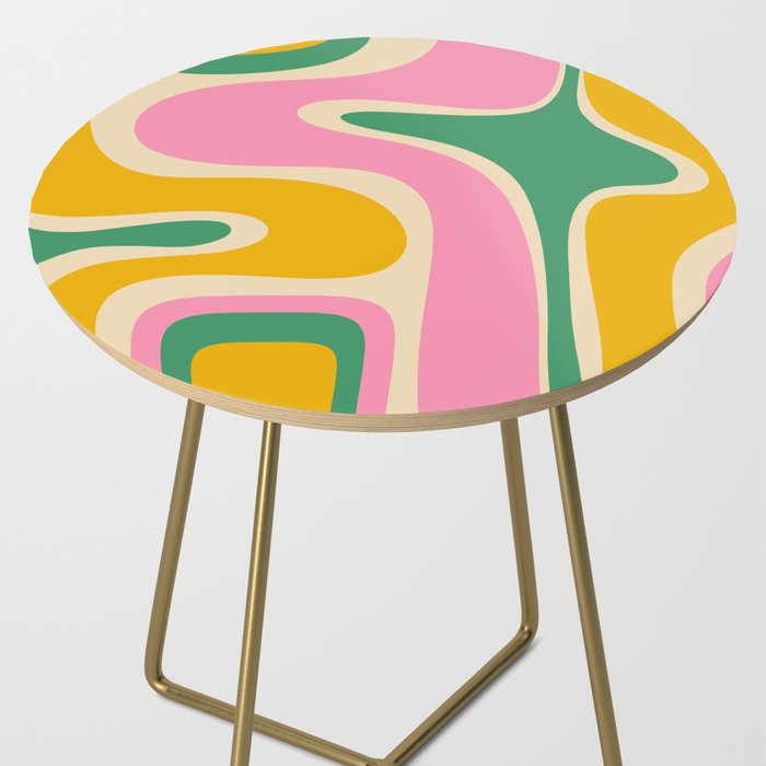 Retro Copacetic Abstract Yellow Pink Green Side Table Gallery Image 2