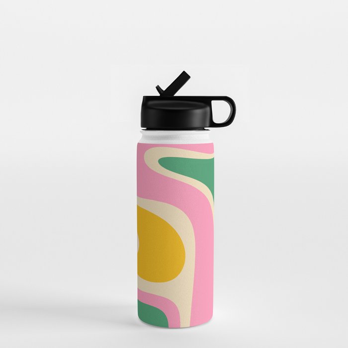 Retro Copacetic Abstract Yellow Pink Green Water Bottle Gallery Image 1