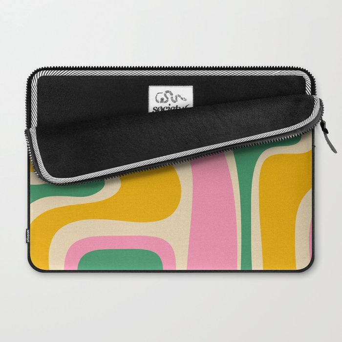 Retro Copacetic Abstract Yellow Pink Green Laptop Sleeve Gallery Image 2