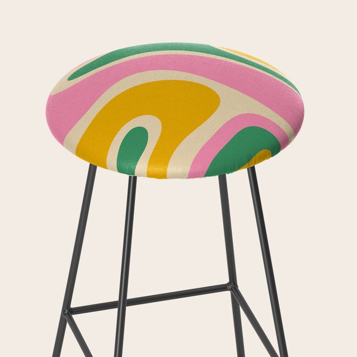 Retro Copacetic Abstract Yellow Pink Green Stool Gallery Image 2