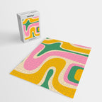 Retro Copacetic Abstract Yellow Pink Green Jigsaw Puzzle Gallery Image 2