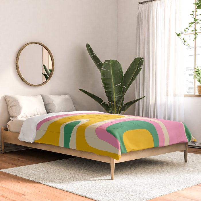 Retro Copacetic Abstract Yellow Pink Green Comforter Gallery Image 2