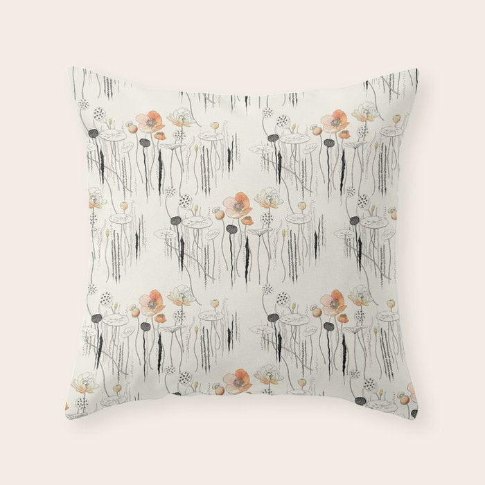 Coral Watercress Pond Throw Pillow Gallery Image 1