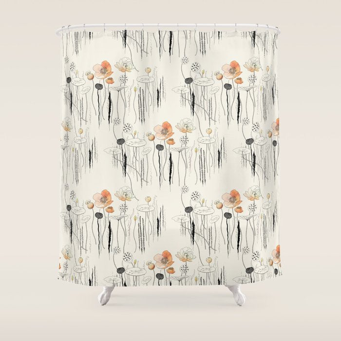 Coral Watercress Pond Shower Curtain Gallery Image 1