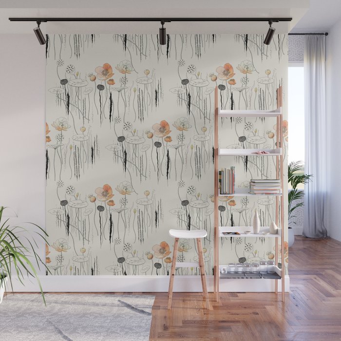 Coral Watercress Pond Wall Mural Gallery Image 1