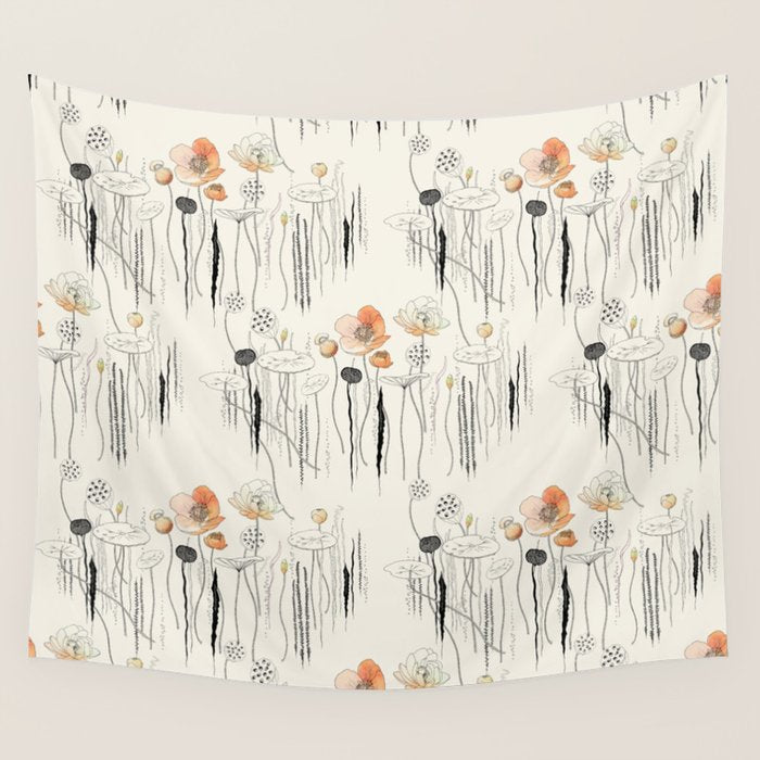 Coral Watercress Pond Wall Tapestry Gallery Image 4