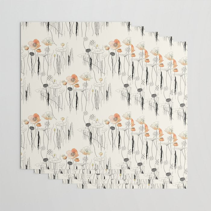 Coral Watercress Pond Wrapping Paper Gallery Image 3