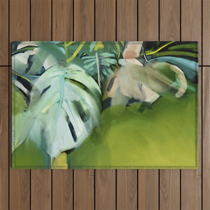 Jungle Abstract Leaves Outdoor Rug Gallery Image 1