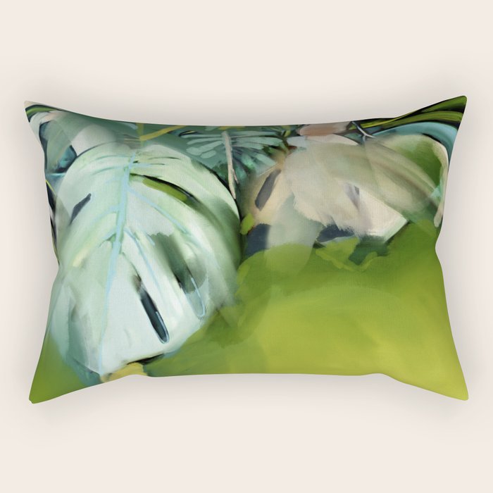 Jungle Abstract Leaves Rectangular Pillow Gallery Image 1