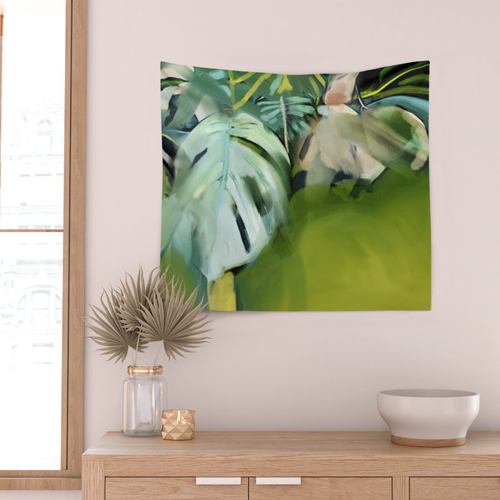 Jungle Abstract Leaves Wall Tapestry Gallery Image 2