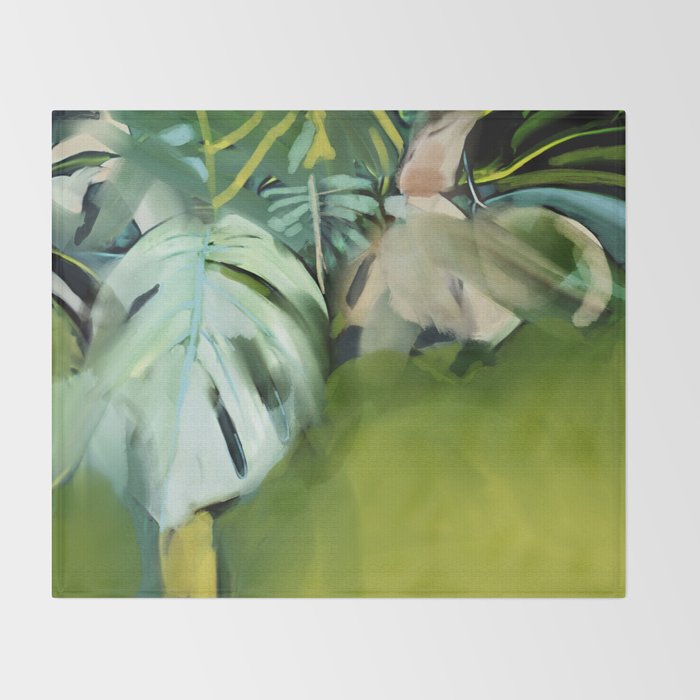Jungle Abstract Leaves Throw Blanket Gallery Image 2