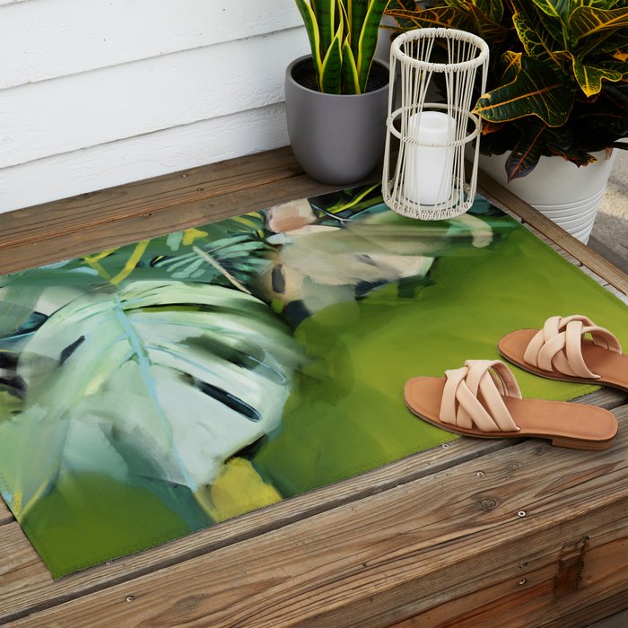 Jungle Abstract Leaves Outdoor Rug Gallery Image 2