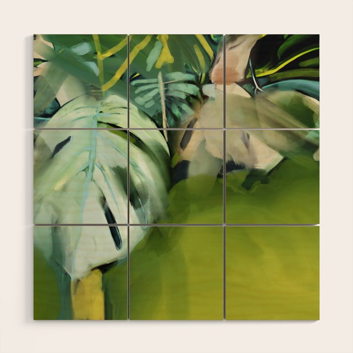 Jungle Abstract Leaves Wood Wall Art Gallery Image 1