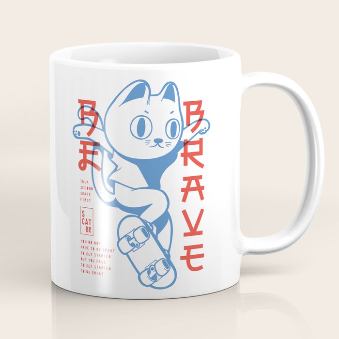 Brave Skater Cat Coffee Mug Gallery Image 1
