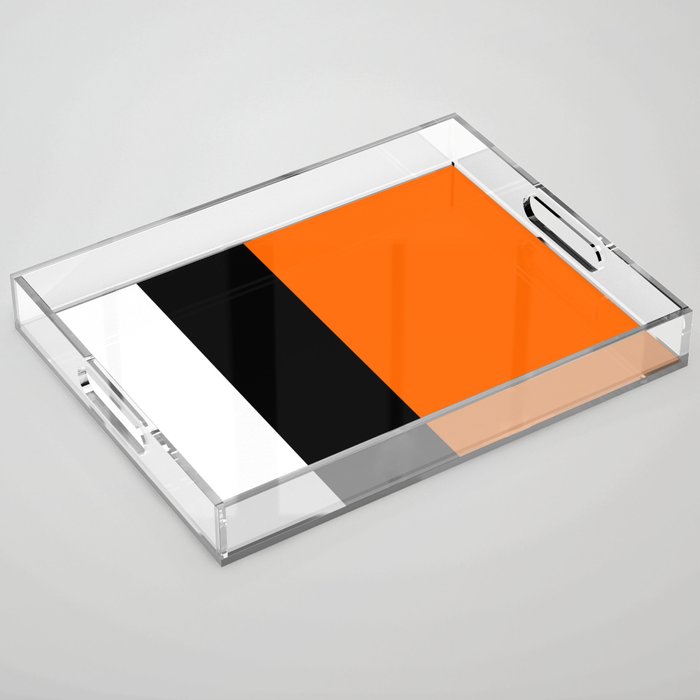 Modern White Black Orange Colorblock Acrylic Tray Gallery Image 1