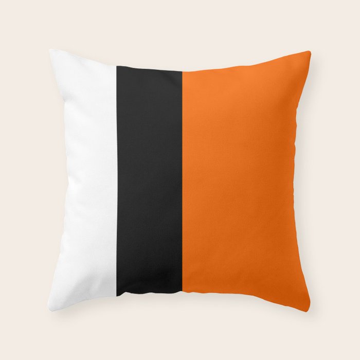 Modern White Black Orange Colorblock Throw Pillow Gallery Image 6